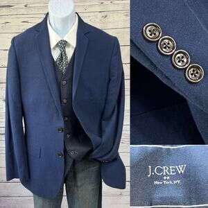 J Crew Thompson 2 Button Sport Coat Mens 38R Linen Cotton Blend Blue Jacket